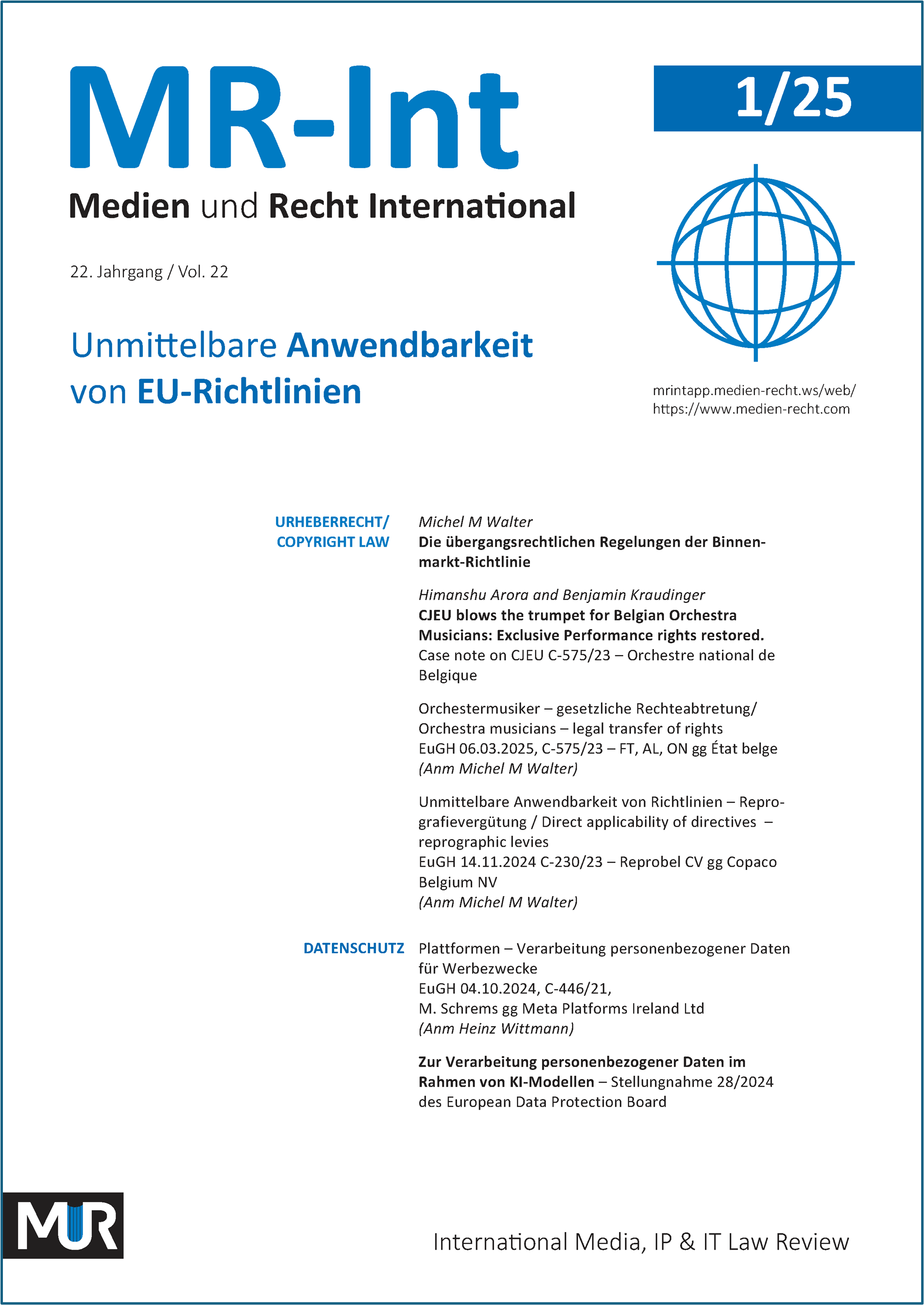 MR-Int 1-25 Cover MR-Int 1-25 Cover